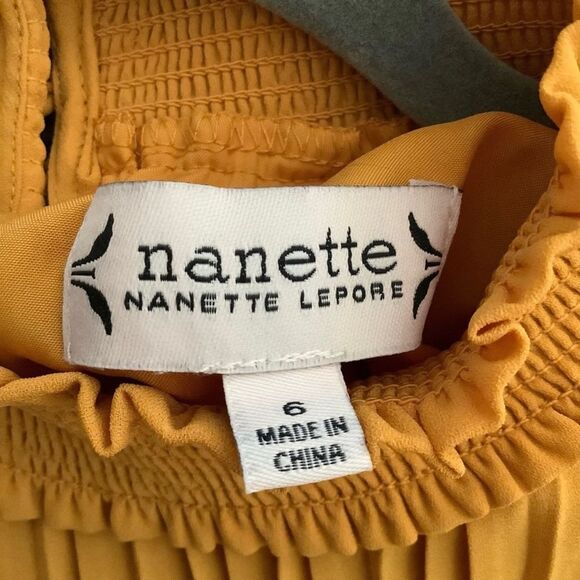 Nanette Lepore Pleated Midi Dress Mock Neck Sleeveless Fit & Flare - Picture 5 of 10